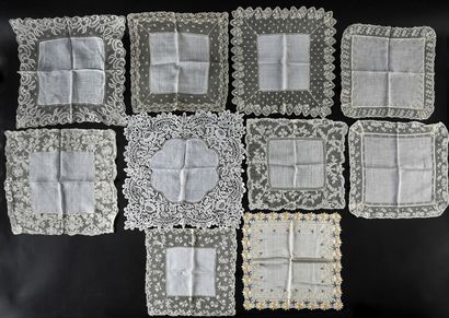 Handkerchiefs in lace, needle and bobbin,...
