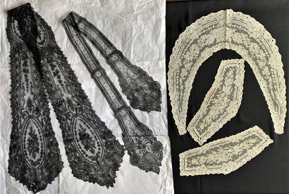 Set of collar and cuffs, Chantilly ties,...