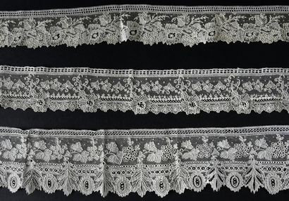 Eight gauze borders, needlepoint, Belgium,...