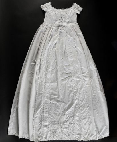 Superb christening gown, Ayrshire embroidery,...