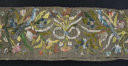 Rare panel in polychrome Buratto with birds,...