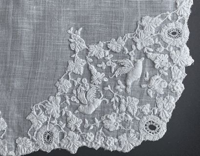 Small embroidered handkerchief in relief,...