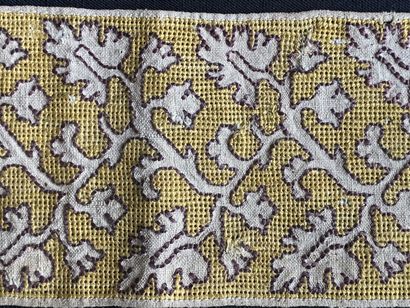 Three borders in pulled threads embroidered...