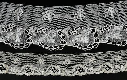 Five lace borders Point de Paris, bobbins,...