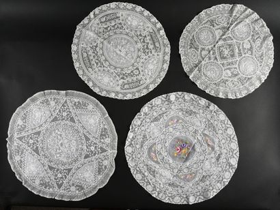 Placemats and cushions in a bonnet background,...