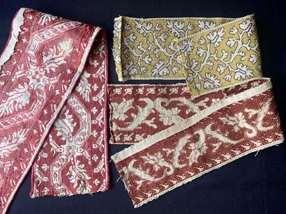Three borders in pulled threads embroidered...