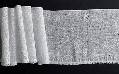 A border in drawn and embroidered threads,...
