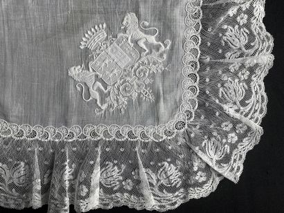 Embroidered handkerchief with the coat of...