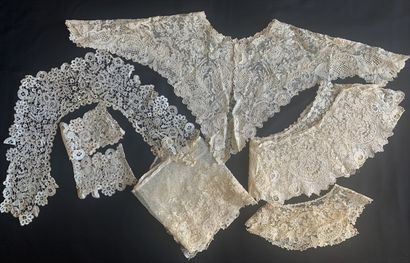 Gauze lace collars, needlepoint, late 19th...