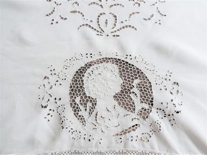 Embroidered square tablecloth, 1st half of...