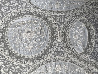 Normandy lace bonnet top, embroidery and...