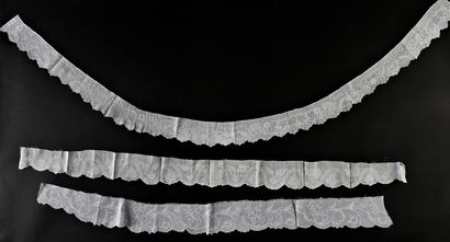 Three borders in Dresden embroidery, middle...