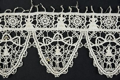 Two large needle lace borders, 1st half of...