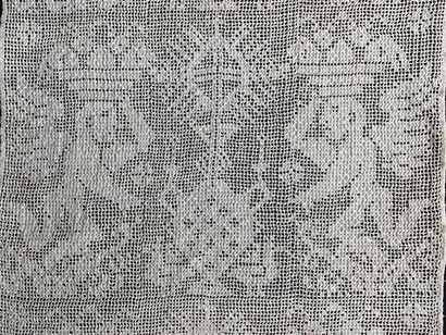 Panel in drawn thread with characters, end...