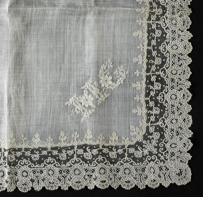 Gauze handkerchief, needlepoint, Belgium,...