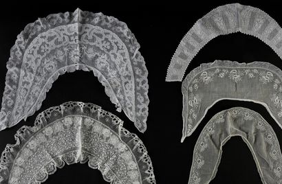 Six collars in white embroidery, XIXth century.
In...