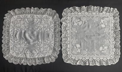 Two embroidered handkerchiefs, mid-19th century.
In...