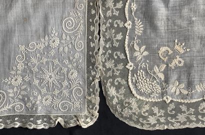 Four embroidered handkerchiefs, 19th century....