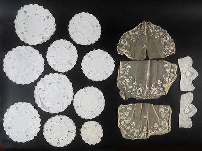 Embroidered handkerchiefs, collars and doilies,...