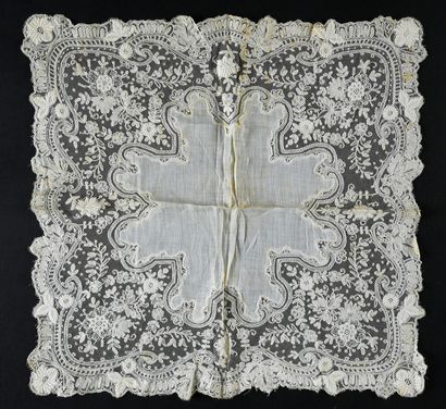 Embroidered tulle handkerchief, late 19th...