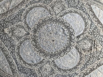 Normandy lace bonnet top, embroidery and...