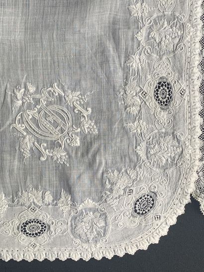 Two embroidered handkerchiefs, 2nd half of...