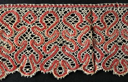 Seven polychrome bobbin lace borders, end...