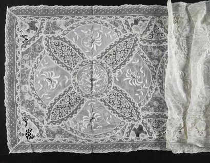 Placemats and cushions in a bonnet background,...