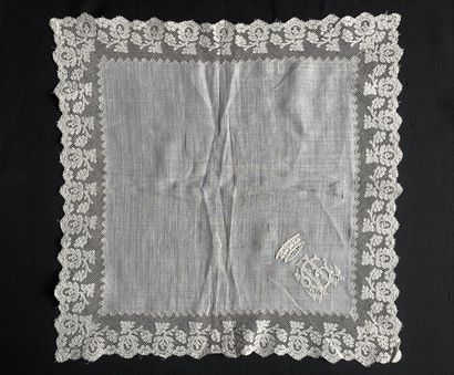 Four embroidered handkerchiefs, 19th century....