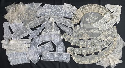 Collar, ruffles, cuffs in white embroidery...
