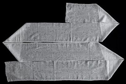 A border in drawn and embroidered threads,...