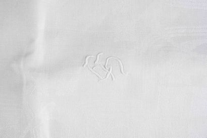 Three damask tablecloths, Art Nouveau, circa...