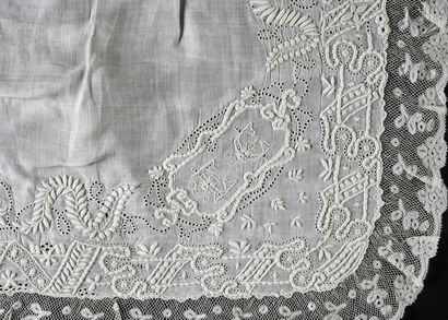 Four embroidered handkerchiefs, 2nd half...