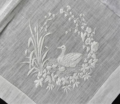 Six embroidered handkerchiefs, 2nd half of...