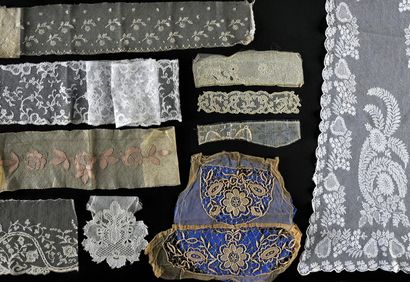 Laces in progress and documents, late 19th...