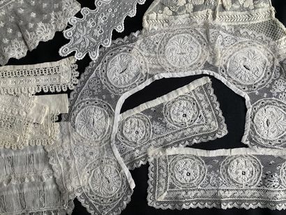 Collar, ruffles, cuffs in white embroidery...