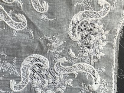 Two white embroidery fichus, 19th century....