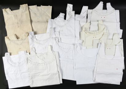 Fourteen women's day shirts, early 20th century.
Sleeveless...