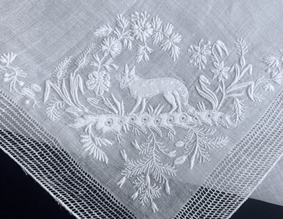 Two large embroidered handkerchiefs, 1st...