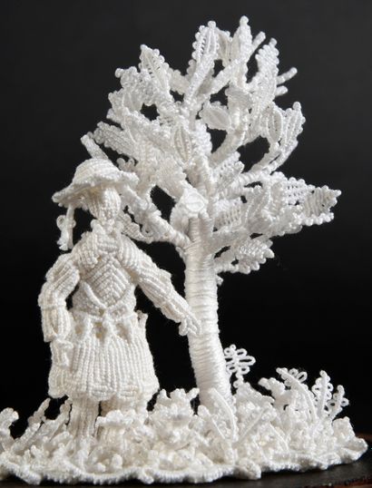 
Rare knotted lace sculpture, Margareten-Spitze,...