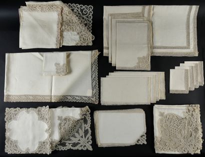 Table services, bobbin lace frame, Belgium,...