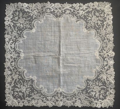 Two lace handkerchiefs, Brussels, end of...