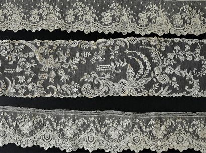 Tie and six borders in Alençon lace, needlework,...