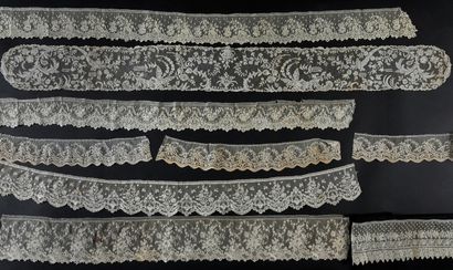 Tie and six borders in Alençon lace, needlework,...