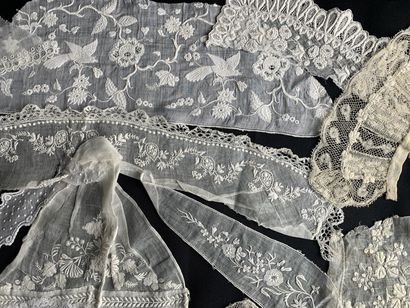 Collar, ruffles, cuffs in white embroidery...
