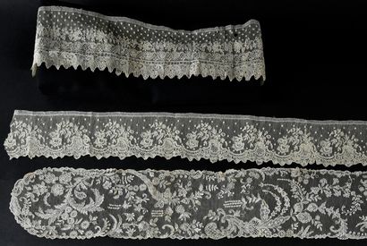 Tie and six borders in Alençon lace, needlework,...