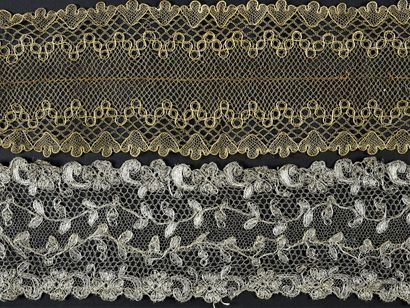 Metallic and silk lace borders and documents,...