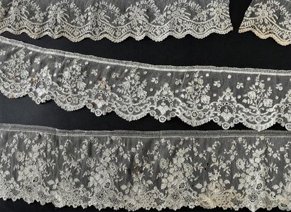 Tie and six borders in Alençon lace, needlework,...