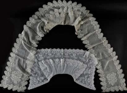 Collar with long sides in white embroidery,...