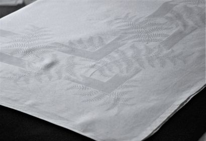 Banquet tablecloth with ferns, linen damask,...